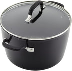 KitchenAid 84805 Hard Anodized Nonstick Stockpot with Lid, 8 Quart - Onyx Black