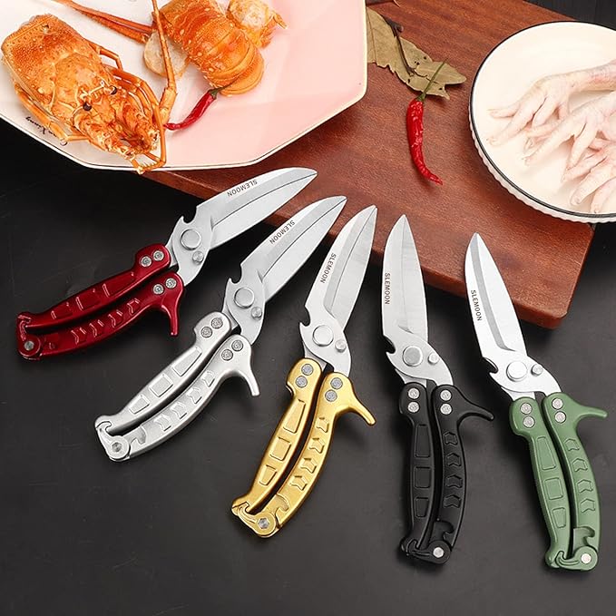 Kitchen Shears Heavy Duty Poultry Shears Meat Cutting Dishwasher Safe and Stainless Food Kitchen Scissors for Chicken Turkey Thanksgiving,Gold