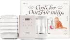 Pet Fresh Food Processor Gift Set with 100+ DIY Recipes – Quick 10 Types of Homemade Fresh Foods for 5 Pet Types, 7-in-1 Cooking Machine with Easy One-Touch Panel, Dog Jerky, Cat Churu Treats
