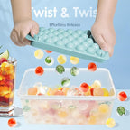 WIBIMEN Ice Cube Tray with Lid and Bin - Round Ice Trays for Freezer with Lid - Ice Cube Trays for Freezer with Ice Container (1"-2PACK Blue)