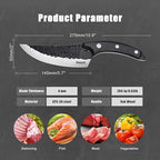 Huusk Viking Knife - Caveman Ultimo Boning Knife with Sheath, Hand Forged Full Tang for Kitchen or Camping Gift for Dad