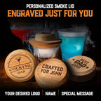 Personalised Whiskey Smoker Kit with Torch & Butane with Oak Wood Chips - Custom Engraved Smoke Lid for Bourbon & Old Fashioned Cocktails - Unique Whiskey Gifts for Men - Fits Various Glasses