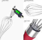 U-Taste 9" Small Egg Whisk: 18/10 Stainless Steel Kitchen Cooking Wire Balloon Wisk, Heavy Duty Metal Beater Stirrer, Manual Baking Tool with 6 Flex Wires for Hand Mixing, Blending Sauce (Red)