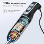FRESKO Immersion Handheld Blender 500W with 700ml Beaker, 12-Speed & Turbo Mode Hand Blender Stick, 304 Stainless Steel Blades for Soup, Smoothie, Puree, Baby Food