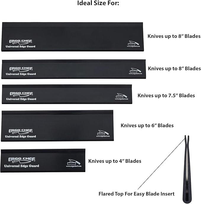 Ergo Chef 5pc Universal Knife Edge Guard Set (Black) Multi-sized / Chef knife, Santoku, Bread, Utility and Paring knives