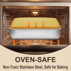 BEWOS 102 PCS 8-Inch Square Cake Pan Set - Includes 100 Baking Parchment Papers, Double Non-Stick Stainless Steel Cake Pans, Baking Pan for Brownie Cakes, Mirror Polished & Dishwasher Safe