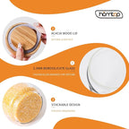 Glass Storage Jars with Wooden Lid Set of 3, 44 OZ High Borosilicate Glass Containers Kitchen Food Canisters s for Coffee Beans/Sugar/Noodles/Nuts/Cookies/Pasta