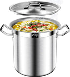 Stainless Steel Stockpot with Lid, 20QT Large Stock PotHeavy Duty Tri-Ply Bottom Commercial Grade Stock Pot & Stockpots for Boiling Cooking Soup Stew Canning Cooking Pots,Big Stockpot, Deep Cookware