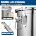 304 Stainless Steel Airtight Canister 5.55Gal /710.4oz/21L Airtight Food Storage Container with Lid and Lock Clips, Large Metal Storage Canister for Coffee Beans, Flour, Tea, Sugar, Cereals