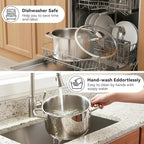 6QT Stock Pot, 316L Stainless Steel Stockpot with Lid, Professional Multi-Use Soup & Pasta Cooking Pot, Oven, Gas and Dishwasher Safe