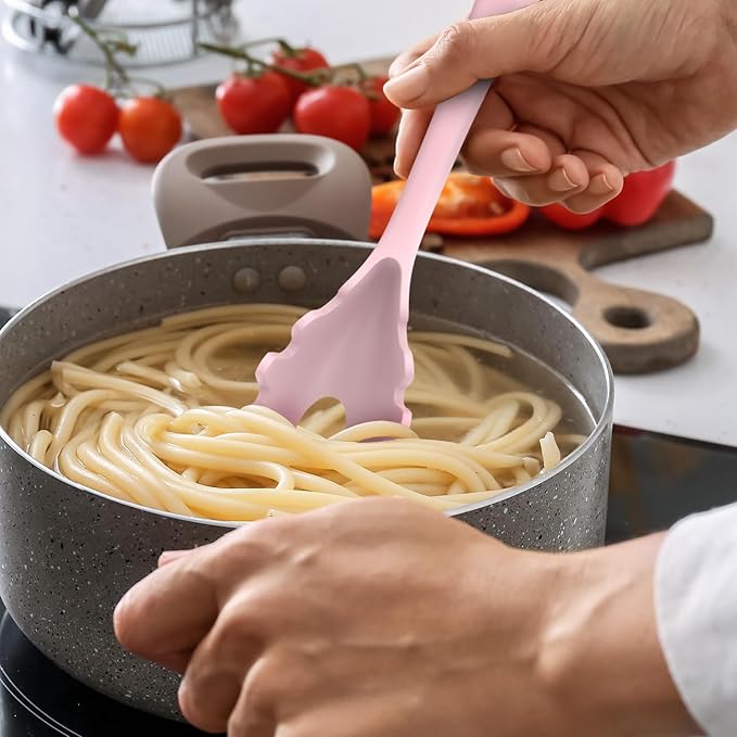 Silicone Cooking Utensils Set - 446°F Heat Resistant Kitchen Utensils,Turner Tongs,Spatula,Spoon,Brush,Whisk,Kitchen Utensil Gadgets Tools Set for Nonstick Cookware,Dishwasher Safe BPA Free(Pink)