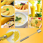 2025 NEW Long Handle Stainless Steel Corn Stripping Tool, Corn Cob Stripper,Corn Cutter, Corn Peeler,Easy Clean Corn Peeler Corn Cob Stripper Tool (2PC)