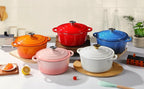 Enameled Cast Iron Dutch Oven Pot with Lid Heavy-Duty Cookware for Bread Baking, Braising, Stews, Roasting,7QT，creamy white
