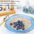 Nervure 50PCS Blue Plastic Bowls with Gold Rim - 12oz Disposable Soup Bowls, Heavy Duty Salad Dessert Bowl Perfect For Weddings, Father's Day and Everyday Use