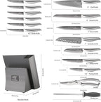 NANFANG BROTHERS® 16 Pieces Damascus Kitchen Knife Set, High Carbon Damascus Steel Chef Knife Set, Stainless Steel Ergonomic Handle for Chef, with Built-in Sharpening Rod