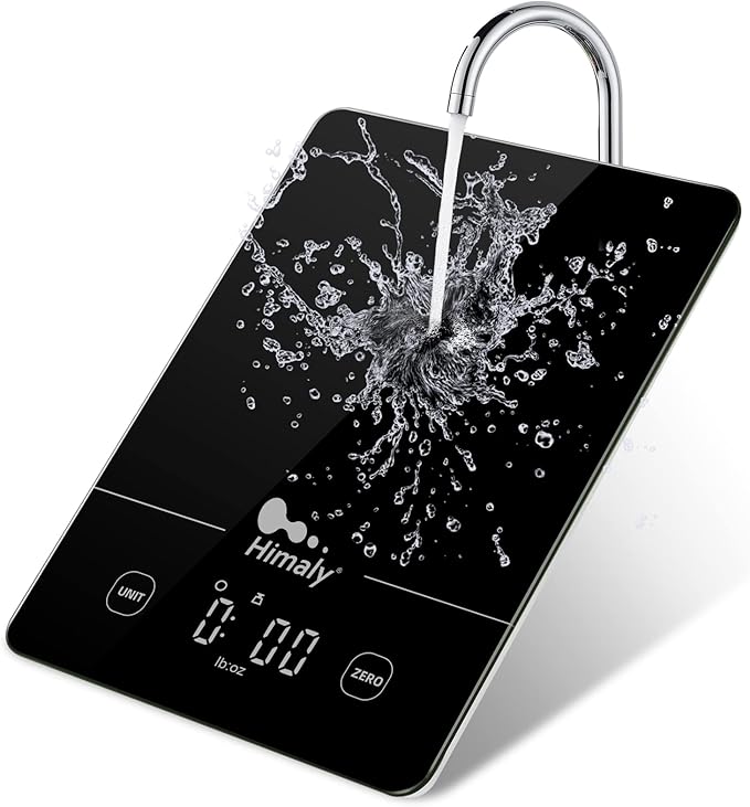 Himaly Digital Kitchen Scales Food Scale with Tempered Glass Platform,Electronic Cooking Scale with LCD Display, Multifunction Weighing Scale for Baking, Tare Function, 5kg/11LB