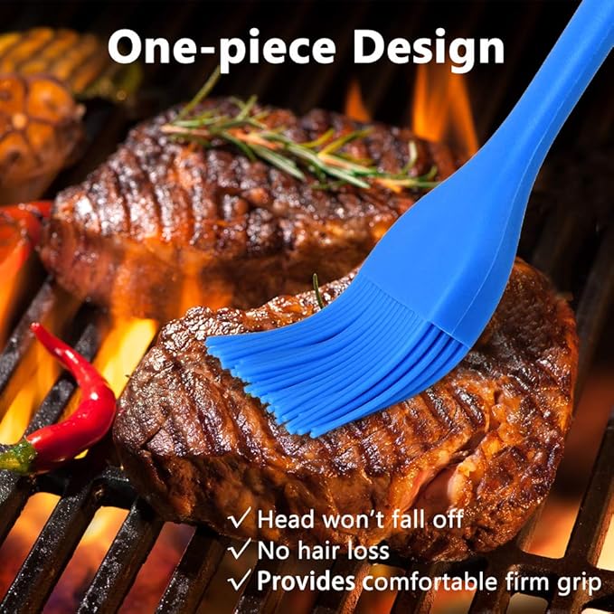 Silicone Basting Brush Set 6 Pack Heat Resistant Pastry Brushes Spread Oil Butter Sauce for BBQ Grill Barbeque Kitchen Baking Cooking Pastries, 2 Large & 4 Small