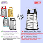Stainless Steel 4 Sides Grater Slicer with Handle, Multifunctional Cutter Planing for Ginger, Garlic, Cucumbers, Carrots, Cheese, Potato, Ergonomic Design Kitchen Gadgets Accessories（Mint）