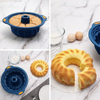 To encounter 31 Pieces Silicone Baking Pans Set, Nonstick Bakeware Sets, Non-Stick Silicone Molds, with Metal Reinforced Frame More Strength, Navy Blue