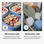 STOJO Collapsible Sandwich Box – 24oz, Reusable Food Storage Container, Silicone Bowl for Hot/Cold Food – Meal Prep, Lunch, Camping, Hiking – Dishwasher Safe (Set of 5, Carnation)