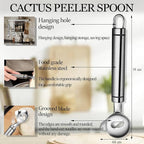 3Pcs Cactus Peeler Spoon, Stainless Steel Cuchara Pelador de Nopales, Multi-Function Cactus Peeling Knife Tool, Sliced Chinese Noodle Cutter for Kitchen Gadgets Accessory