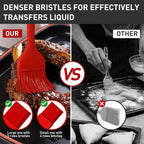 Begonia Silicone Basting Pastry Brush-2pcs Heat Resistant Cooking Brush for Oil, Sauce, Butter, BBQ, Grill and Marinade, BPA Free, Dishwasher Safe （Red）