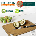 Earth’s Dreams Wood Cutting Board Set 3-Piece: Small, Large & Extra Large - Charcuterie Board, Non-Plastic, Non-Toxic, Heavy-Duty, Dishwasher Safe (Tan/Juice)