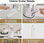 Rotary Cheese Grater Hand Crank, 5 in 1 Mandoline Vegetable Slicer - 5 Sets of Blades,Strong Suction Base&Easy to Clean - Kitchen Cheese Grater Shredder with Handle for Fruit,Vegetable,Nuts
