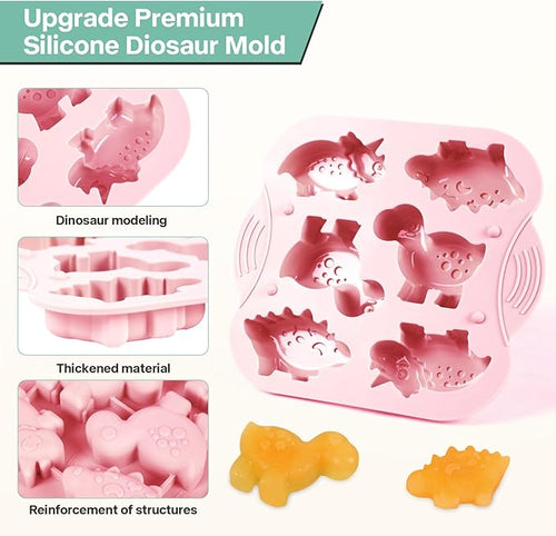 2-Pack Silicone Dinosaur Mold, Multi-Purpose Dinosaur Jello Molds Silicone for Kids, Perfect Dinosaur Soap Mold, Dinosaur Baking & Crafting Tool for Chocolate, Candy, Jello, Ice Cubes