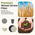 Homienly Kitchen Wheat Straw Dinnerware Set 40 PCS - Dinner Plates, Cereal Bowls, Wheat Straw Cups Set, Microwave and Dishwasher Safe Dishes Set, Unbreakable Dish Set for Party, Outdoor(Grey Stone)