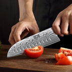 HOSHANHO 7 Inch Santoku Knife, Ultra Sharp Japanese High Carbon Powder Steel Kitchen Knife, Professional Chefs Knife with Ergonomic Handle