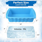 Haldane 2PC Extra Large Ice Block Molds, 6LB Giant Ice Cube Molds for Plunge Lab, Ice Container for Freezer, Thickened and Reinforced Silicone Ice Tray, Cold Plunge Tub Accessories, Blue