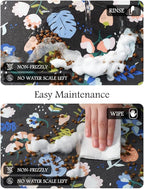 Pet Feeding Mat-Absorbent Dog Mat for Food and Water Bowl-No Stains Quick Dry Water Dispenser Mat-Dog Accessories Pet Supplies-Bowl for Messy Drinkers（DARKFLOWERS,12"x19"