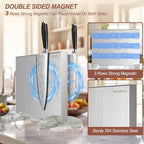 Magnetic Knife Block, Magnetic Kitchen Knife Holder Stand with Strong Magnet Strip for Kitchen Counter, Stainless Steel Double-Sided Universal Knife Storage Rack Organizer Without Knives