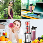 Electric Smoothie Blender, Powerful Small Blender with 2 Portable 20oz Tritan blender Bottles, BPA-Free with 4 Stainless Steel Blades, Mixer Smoothie Maker for Shakes and Smoothies