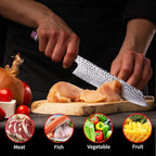 FINDKING Eternity Series Japanese Kiritsuke Knife with ABS sheath, Multi-Purpose Gyuto Chef knife, 9Cr18MoV Damascus Steel Blade, Resin Octagonal Handle, for Meat, Fruits, Vegetables,9 Inches
