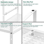 iPEGTOP Large Expandable Cabinet Storage Shelf Organizer Rack, Heavy Duty Stackable Steel Metal Spice Rack Adjustable Height Home Office Pantry Garage Shelf for Counter Kitchen, White - 1 Pack