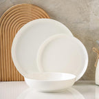 Stone Lain Gabrielle Bone China Dinnerware Set, 12-Piece Service for 4, Solid White
