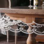 Clear Table Cover Protector Plastic Vinyl Table Cloth with White Lace Pattern Oil Spill Proof Plastic Tablecloths for Dining Tables Parties Holidays (French Lace, 60 x 84 Inches)