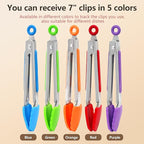 ForTomorrow 7 Inch Small Kitchen Tongs with Silicone Tips, Mini Serving Food Tongs Stainless Steel for Salad, Grilling, Frying and Cooking, 5 Pieces