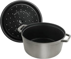 Staub Cast Iron Round Dutch Oven, Made in France, Graphite Grey, 4-qt, Serves 4-6 people