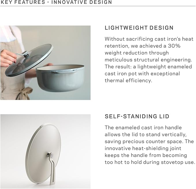 Vermicular Oven Pot 2.0 | Lightweight Enameled Cast Iron Pot | 14cm (1 Qt) | Non-Toxic | Induction-compatible | Dutch Oven | Made in Japan | Oyster Gray