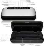 NutriChef Stainless Steel Vacuum Sealer For Food - High-Power Machine with Adjustable Suction, Dry & Moist Modes, LED Lights, Bags, Wine Stopper & Hose, Easy Plug-in Design, Lab-Tested Food Storage