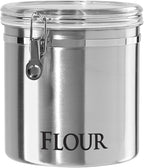 Oggi Stainless Steel Kitchen Canister 152oz + Oggi Jumbo 8" Stainless Steel Flour Clamp Canister
