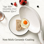 8 Inch Non Stick Frying Pan - White Ceramic Non Stick Skillet Frying Pans, Safe&No Toxic Egg Omelette Frying Pan, Small Nonstick Cookware Cooking Pan, Induction Compatible, PFOA&PFAS Free