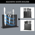 Kitchen knife set with Magnetic knife holder, 15 pieces high carbon stainless steel sharp kitchen knife set including chef's knife, bread knife, serrated steak knife set