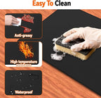 Heat Resistant Mat Under BBQ Grill, Fireproof Mat to Protect Outdoor Prep Grill Table, Waterproof & Oilproof BBQ Mats for Portable Charcoal, Gas Grills, Pizza Oven (Black,16 x 24in)