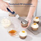 U-Taste Offset Spatula for Cake: Angled Icing Spatula Set with Wide 6", 8", 10" Blade, Flexible Stainless Steel Pastry Decorating Frosting Metal Baking Spreader for Cupcake (Set of 3, Midnight Blue)