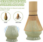 Matcha Whisk Set, 17oz Ceramic Bowl with Spout, Bamboo Matcha Scoop and Stainless Sifter - 5 Pcs Jade Green Matcha Kit, Matcha Kit for Making Breakfast/Latte,Gift for Matcha Lovers