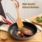 Wooden Spoons for Cooking, Wooden Cooking Spatula Turner and Spoon Set, 2-Piece, Sturdy, Lightweight and Heat Resistant